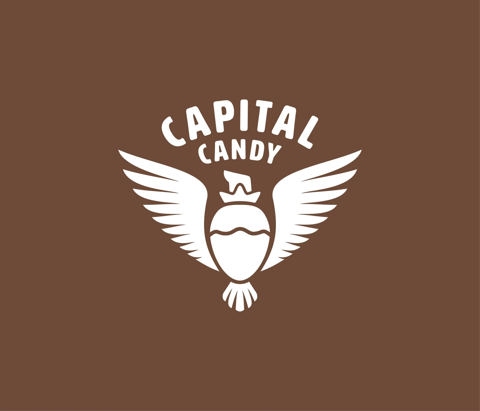 Capital Candy logo in black on a medium brown background, the Milk Chocolate brand color