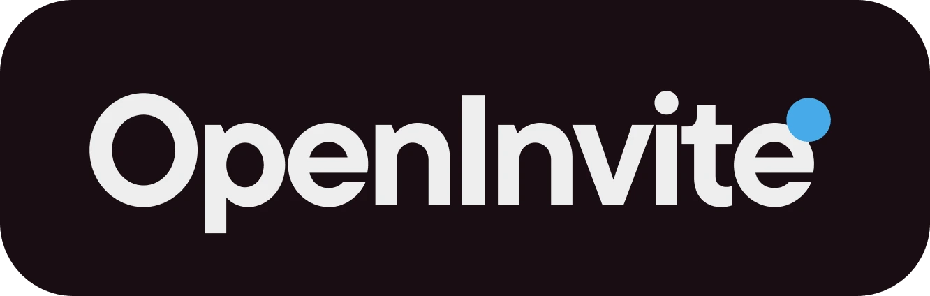 OpenInvite secondary logo: dark wordmark on transparent background