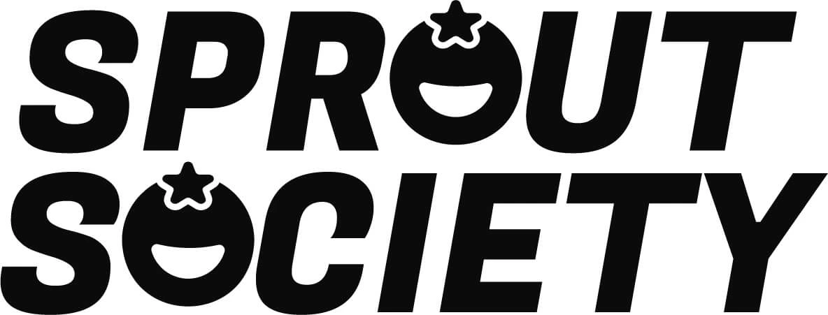 Sprout Society secondary logo: same wordmark in black for use on light backgrounds