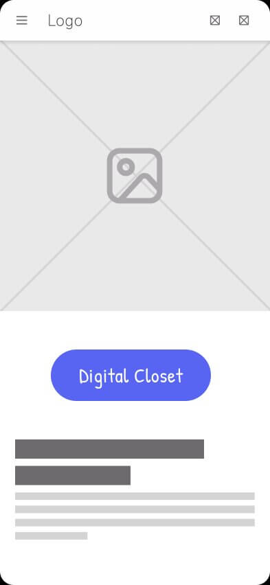 Lo-fi wireframe of the home screen