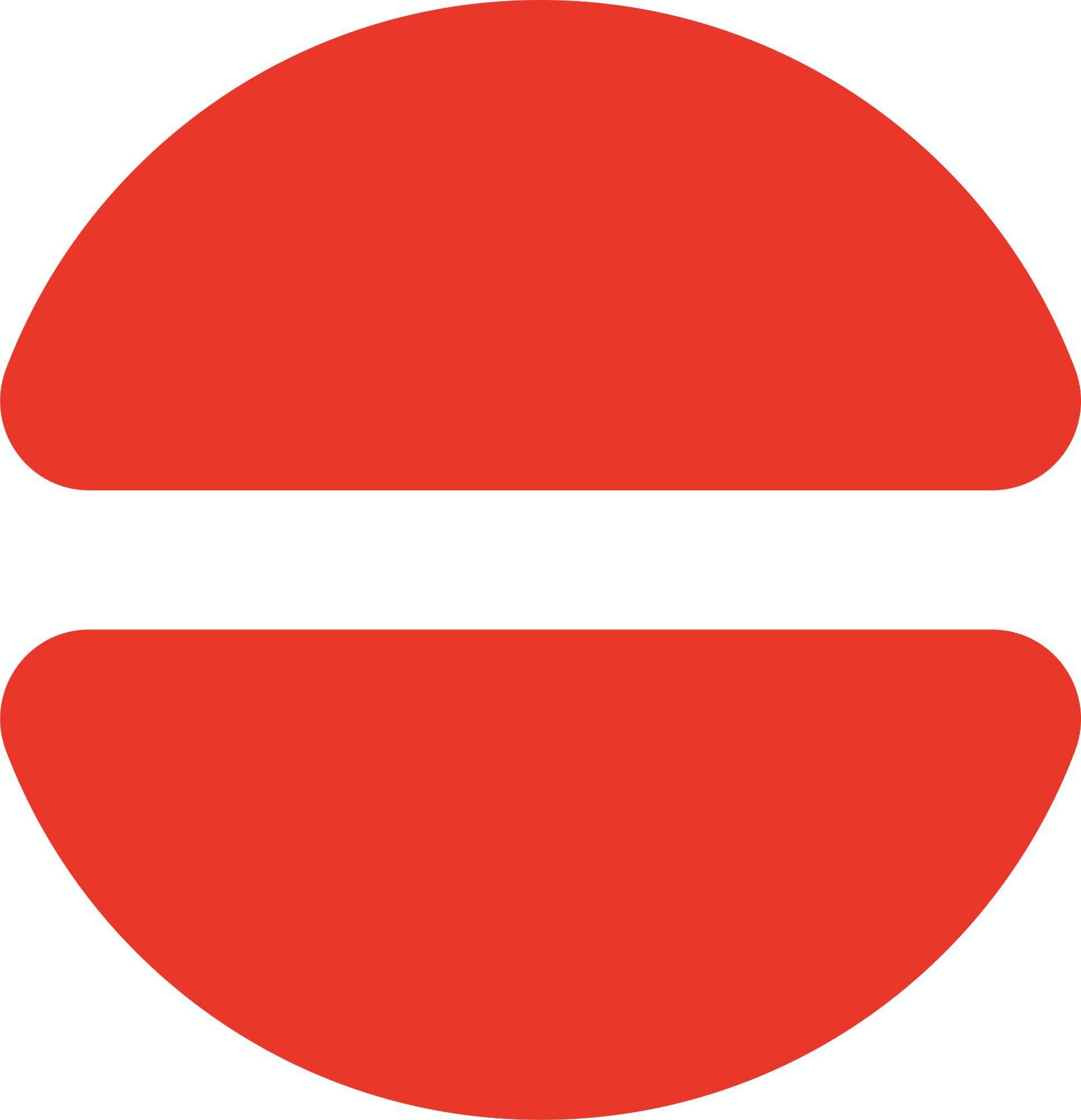Equator Coffees icon-only mark — the two red domes without the wordmark, for compact applications