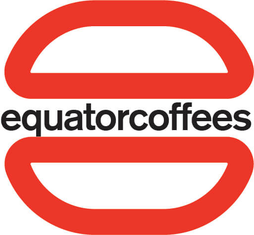 Later logo rough — rounded stroke version of the two-dome form with equatorcoffees in black