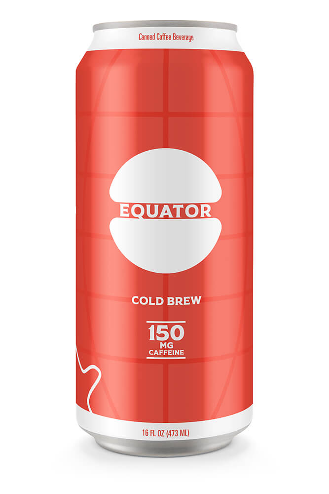 Equator cold brew can front — red can with the Equator mark in white and Cold Brew label